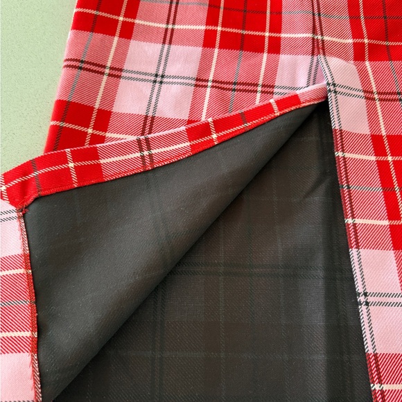 Zara New Red and Pink Plaid Pencil Skirt - Picture 4 of 6